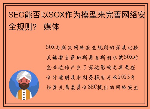 SEC能否以SOX作为模型来完善网络安全规则？ 媒体